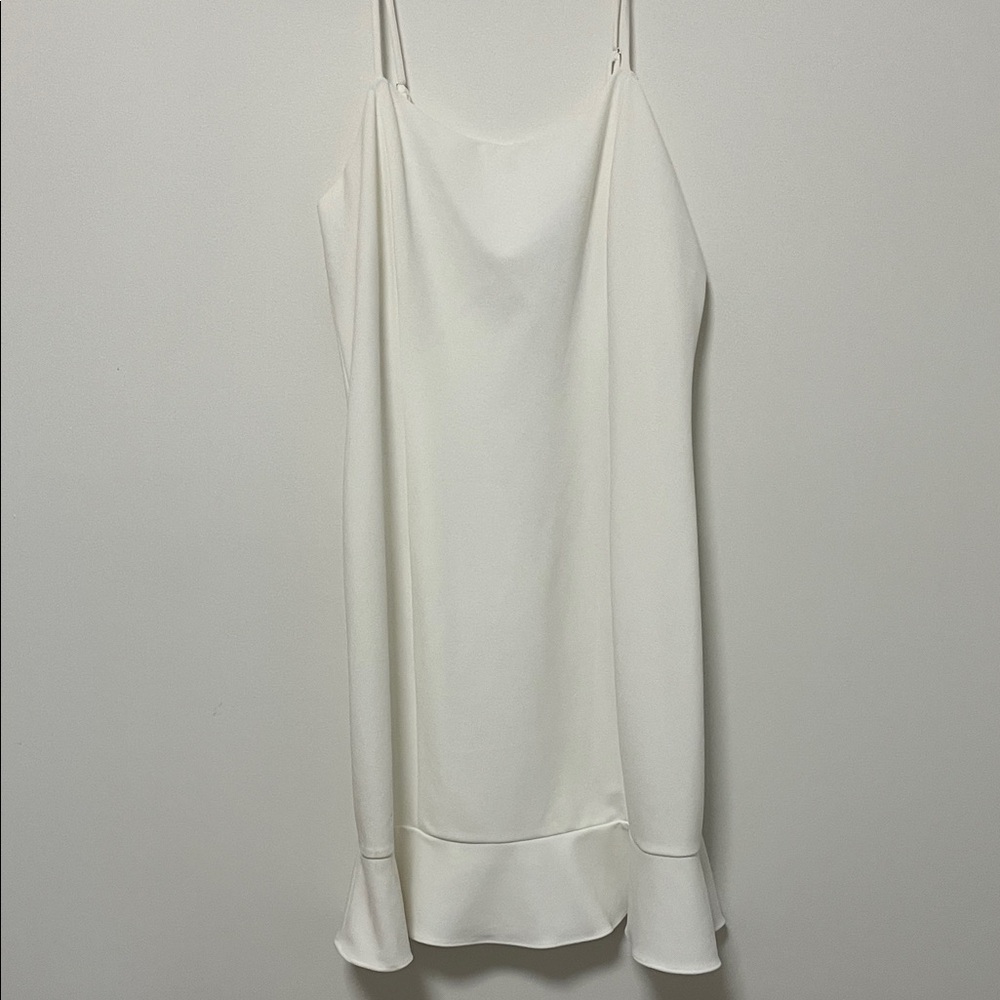 Stylish White Slip Dress with Ruffle Hem